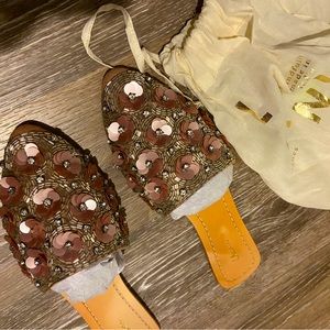 Pink llani slide suede and leather Anthropologie